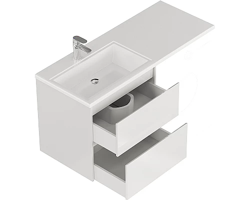 Приобрести Тумба с раковиной Creto Cafor 130 L 19-W130L подвесная Белый глянец в магазине сантехники Santeh-Crystal.ru
