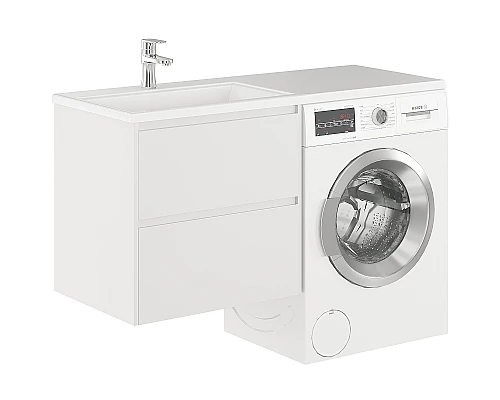 Приобрести Тумба с раковиной Creto Cafor 130 L 19-W130L подвесная Белый глянец в магазине сантехники Santeh-Crystal.ru