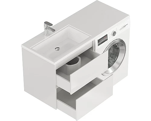 Приобрести Тумба с раковиной Creto Cafor 130 L 19-W130L подвесная Белый глянец в магазине сантехники Santeh-Crystal.ru