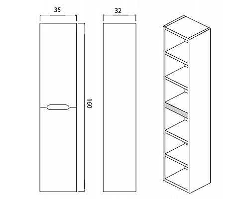 Заказать Шкаф пенал Creto Malibu 35 7-1035W подвесной White в магазине сантехники Santeh-Crystal.ru