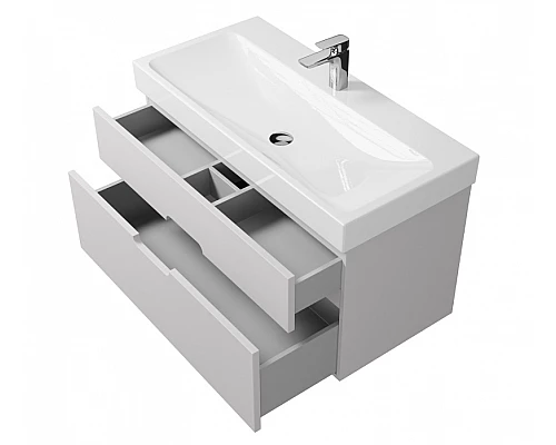Купить Тумба под раковину Creto Malibu 100 7-1079W подвесная Белая в магазине сантехники Santeh-Crystal.ru