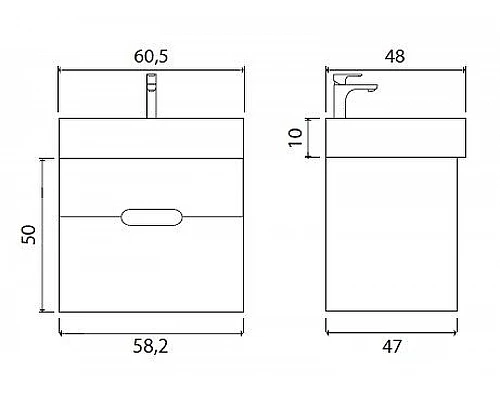 Приобрести Тумба под раковину Creto Malibu 60 7-1077Cap подвесная Capuchino в магазине сантехники Santeh-Crystal.ru