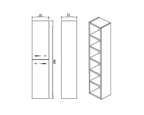 Купить Шкаф пенал Creto Milano 35 50-1035SO подвесной Sorano в магазине сантехники Santeh-Crystal.ru