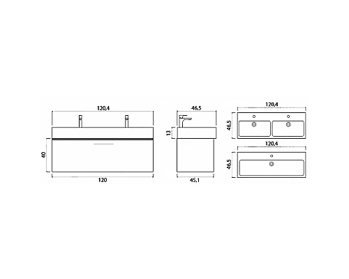 Заказать Тумба под раковину Creto Milano 120 5-1393-1394CH подвесная Charleston в магазине сантехники Santeh-Crystal.ru