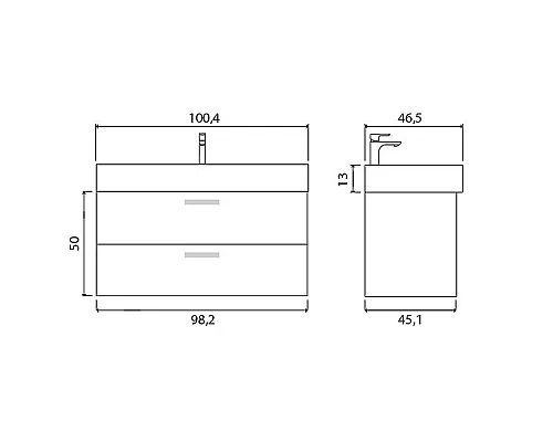Купить Тумба под раковину Creto Tivoli 100 8-1378BA подвесная Bamenda в магазине сантехники Santeh-Crystal.ru