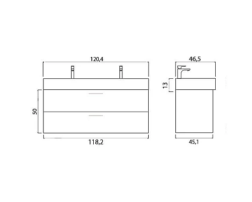 Заказать Тумба под раковину Creto Tivoli 120 8-1394BA подвесная Bamenda в магазине сантехники Santeh-Crystal.ru
