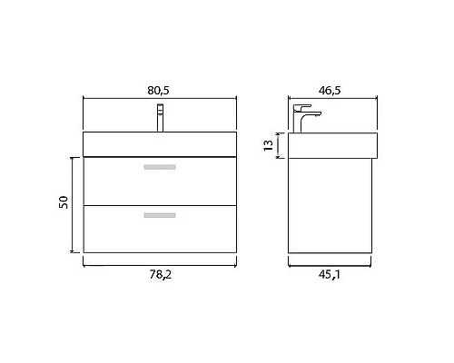 Купить Тумба под раковину Creto Tivoli 80 8-1377BA подвесная Bamenda в магазине сантехники Santeh-Crystal.ru