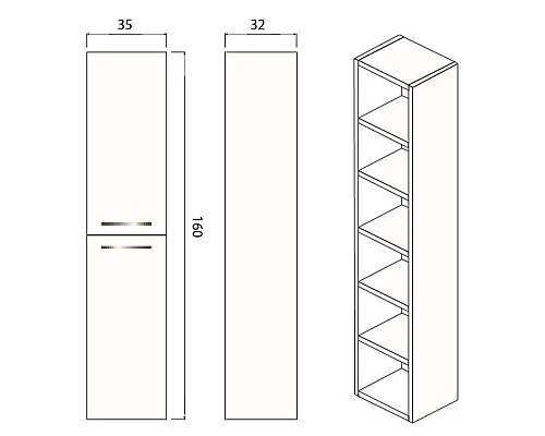 Приобрести Шкаф пенал Creto Tivoli 35 50-1035BA подвесной Bamenda в магазине сантехники Santeh-Crystal.ru