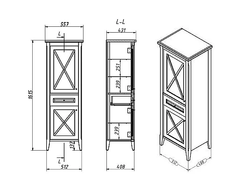 Приобрести Шкаф пенал Creto Vetra 55 15-16056WR Белый в магазине сантехники Santeh-Crystal.ru
