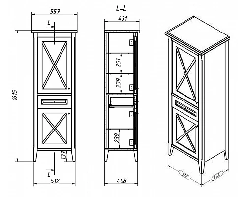 Купить Шкаф пенал Creto Vetra 55 L 15-16056NL Орех в магазине сантехники Santeh-Crystal.ru