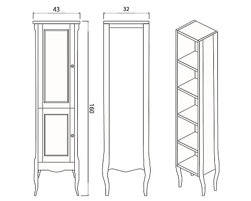 Приобрести Шкаф пенал Creto Viva 43 L 13-TPB Blue в магазине сантехники Santeh-Crystal.ru