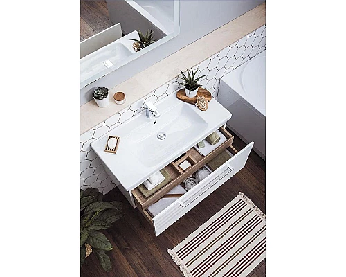 Приобрести Тумба под раковину Dreja Big Inn 65 77.0201W подвесная Белый глянец в магазине сантехники Santeh-Crystal.ru