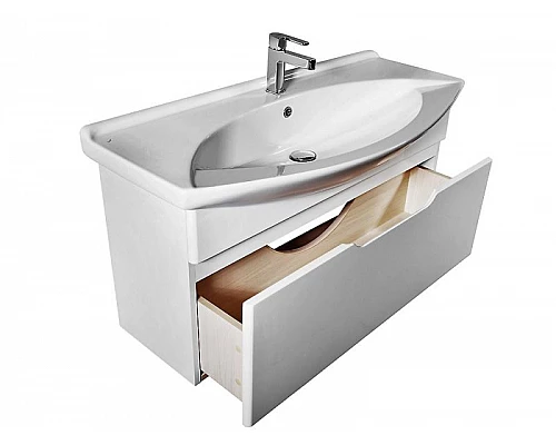 Купить Тумба под раковину Dreja Laguna 105 99.0104 подвесная Белый глянец в магазине сантехники Santeh-Crystal.ru