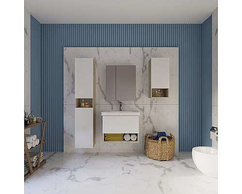 Приобрести Подвесной шкаф Dreja Perfecto 35 99.0815 Дуб эврика Белый в магазине сантехники Santeh-Crystal.ru