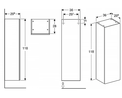 Приобрести Шкаф пенал Geberit Smyle Square 36 500.361.JR.1 подвесной Пекан в магазине сантехники Santeh-Crystal.ru