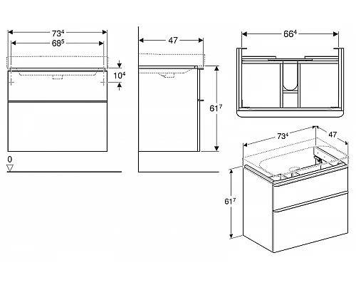 Приобрести Тумба под раковину Geberit Smyle Square 75 500.353.JR.1 Пекан в магазине сантехники Santeh-Crystal.ru
