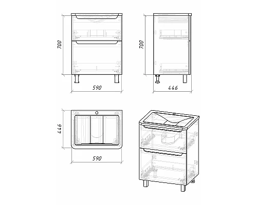Приобрести Тумба под раковину Grossman Адель 60 106007 Белая в магазине сантехники Santeh-Crystal.ru