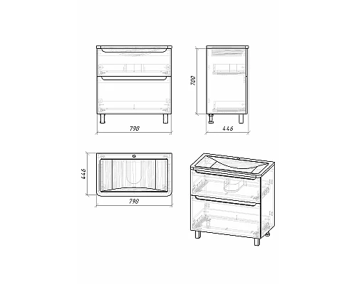 Приобрести Тумба под раковину Grossman Адель 80 108007 Белая в магазине сантехники Santeh-Crystal.ru