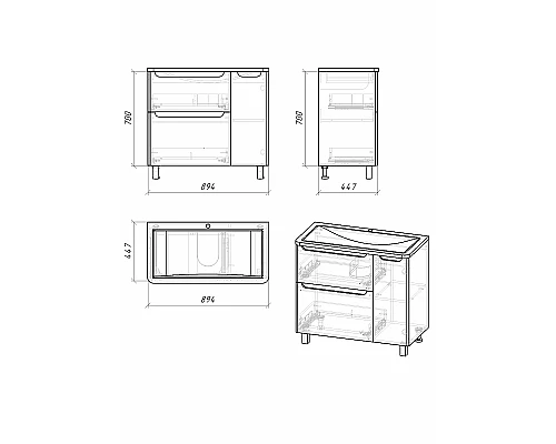 Купить Тумба под раковину Grossman Адель 90 109004 Белая в магазине сантехники Santeh-Crystal.ru