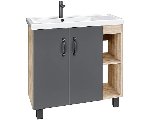 Заказать Тумба под раковину Grossman Флай 80 108002 Дуб сонома Серая в магазине сантехники Santeh-Crystal.ru