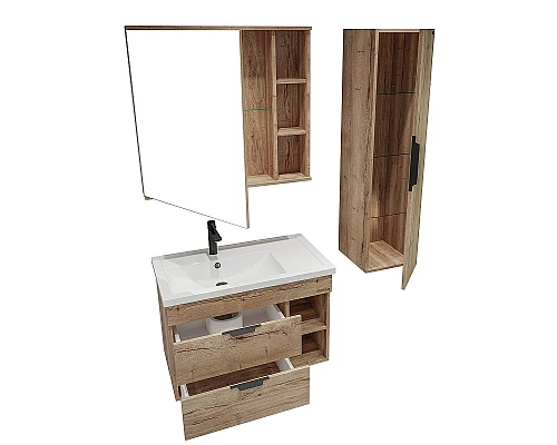 Купить Тумба под раковину Grossman Форта 80 108004 подвесная Дуб галифакс в магазине сантехники Santeh-Crystal.ru