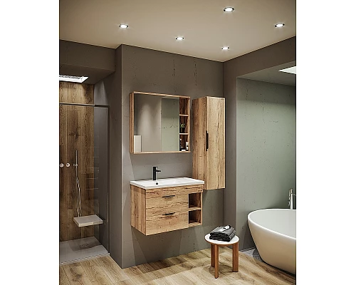 Купить Тумба под раковину Grossman Форта 80 108004 подвесная Дуб галифакс в магазине сантехники Santeh-Crystal.ru