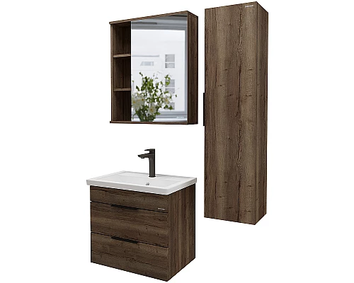 Приобрести Тумба под раковину Grossman Форта 60 1060052 подвесная Темный дуб галифакс в магазине сантехники Santeh-Crystal.ru