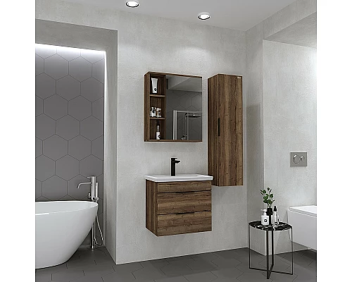 Приобрести Тумба под раковину Grossman Форта 60 1060052 подвесная Темный дуб галифакс в магазине сантехники Santeh-Crystal.ru