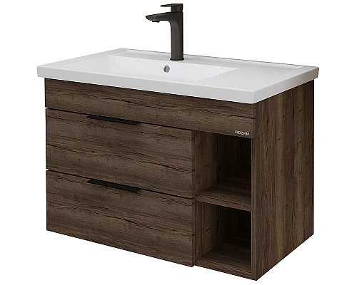 Приобрести Тумба под раковину Grossman Форта 80 1080042 подвесная Темный дуб галифакс в магазине сантехники Santeh-Crystal.ru