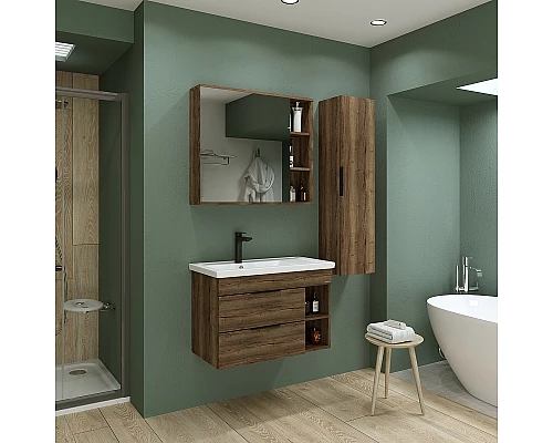 Приобрести Тумба под раковину Grossman Форта 80 1080042 подвесная Темный дуб галифакс в магазине сантехники Santeh-Crystal.ru