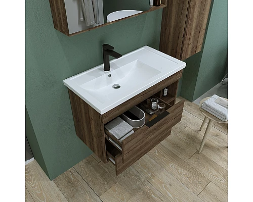 Приобрести Тумба под раковину Grossman Форта 80 1080042 подвесная Темный дуб галифакс в магазине сантехники Santeh-Crystal.ru