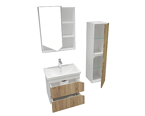 Приобрести Шкаф пенал Grossman Инлайн 35 303506 Белый Дуб сонома в магазине сантехники Santeh-Crystal.ru