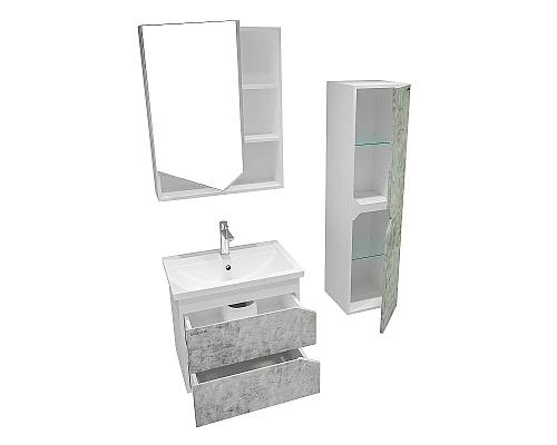 Заказать Шкаф пенал Grossman Инлайн 35 303505 Белый Бетон в магазине сантехники Santeh-Crystal.ru