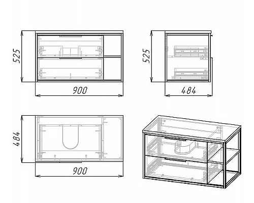 Заказать Тумба под раковину Grossman Лофт 90 109002 подвесная Шанико в магазине сантехники Santeh-Crystal.ru