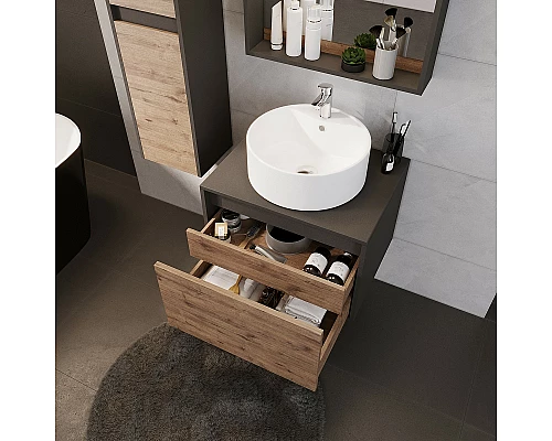 Заказать Тумба под раковину Grossman Смарт 60 106009 подвесная Веллигтон Графит в магазине сантехники Santeh-Crystal.ru