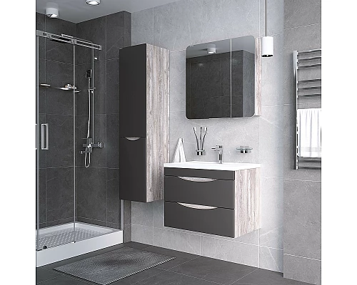 Купить Тумба под раковину Grossman Талис 80 108013 подвесная Бетон пайн Серая в магазине сантехники Santeh-Crystal.ru