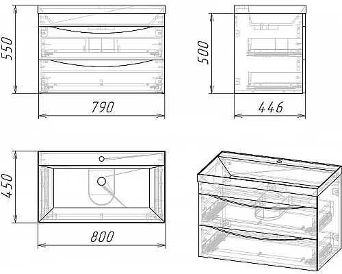 Купить Тумба под раковину Grossman Талис 80 108013 подвесная Бетон пайн Серая в магазине сантехники Santeh-Crystal.ru