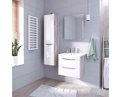 Купить Тумба под раковину Grossman Талис 60 106010 подвесная Бетон пайн Белый глянец в магазине сантехники Santeh-Crystal.ru