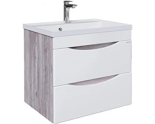 Купить Тумба под раковину Grossman Талис 60 106010 подвесная Бетон пайн Белый глянец в магазине сантехники Santeh-Crystal.ru