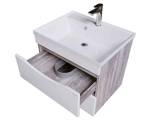 Купить Тумба под раковину Grossman Талис 60 106010 подвесная Бетон пайн Белый глянец в магазине сантехники Santeh-Crystal.ru