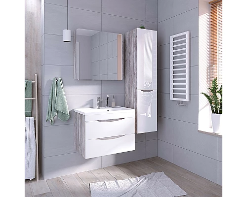 Заказать Тумба под раковину Grossman Талис 80 108014 подвесная Бетон пайн Белый глянец в магазине сантехники Santeh-Crystal.ru