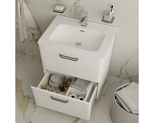 Приобрести Тумба с раковиной Iddis Brick 60 BRI60WFi95K Белая в магазине сантехники Santeh-Crystal.ru