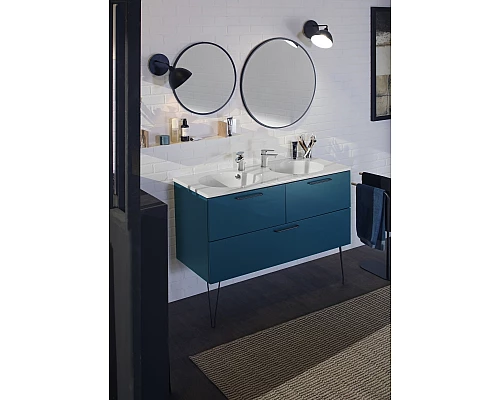 Приобрести Тумба под раковину Jacob Delafon Odeon Rive Gauche 120 EB2545-R9-N18 подвесная Белая ручки Черные в магазине сантехники Santeh-Crystal.ru