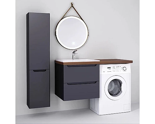 Приобрести Шкаф пенал Jorno Wood 33 Wood.04.150/P/GR подвесной Серый в магазине сантехники Santeh-Crystal.ru