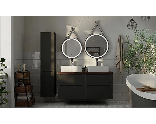 Приобрести Шкаф пенал Jorno Wood 33 Wood.04.150/P/GR подвесной Серый в магазине сантехники Santeh-Crystal.ru