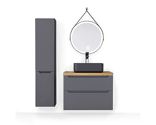 Приобрести Шкаф пенал Jorno Wood 33 Wood.04.150/P/GR подвесной Серый в магазине сантехники Santeh-Crystal.ru