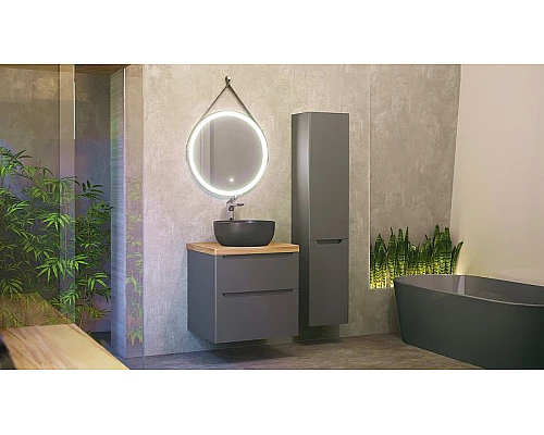 Приобрести Шкаф пенал Jorno Wood 33 Wood.04.150/P/GR подвесной Серый в магазине сантехники Santeh-Crystal.ru