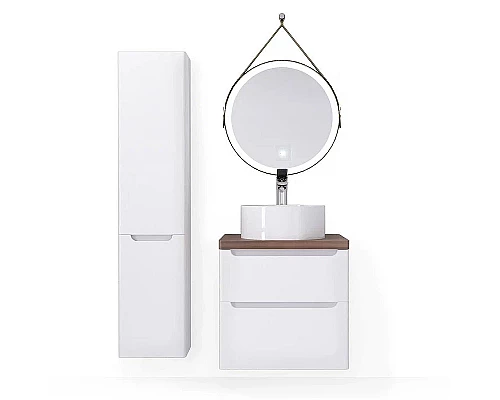 Приобрести Тумба под раковину Jorno Wood 60 wood.01.60/P/W подвесная Белая в магазине сантехники Santeh-Crystal.ru