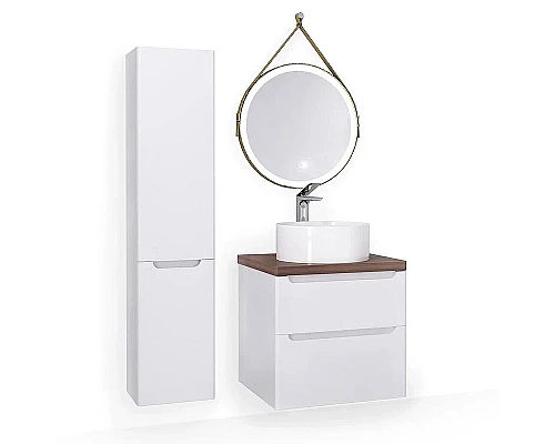 Приобрести Тумба под раковину Jorno Wood 60 wood.01.60/P/W подвесная Белая в магазине сантехники Santeh-Crystal.ru