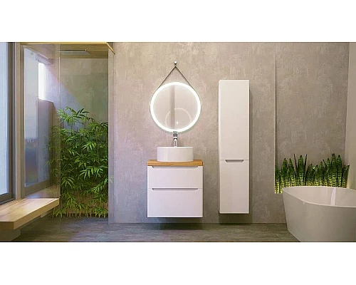 Приобрести Тумба под раковину Jorno Wood 60 wood.01.60/P/W подвесная Белая в магазине сантехники Santeh-Crystal.ru